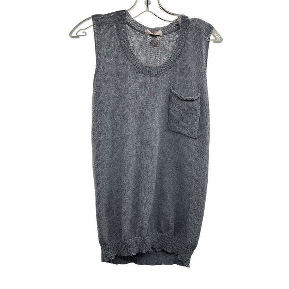 C+D+M Women's Sleeveless Button Back Knit Sweater Blue Gray Size Large - Picture 1 of 8